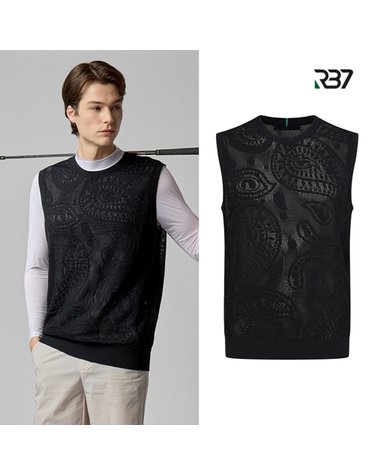 RB7 남성 페이즐리 라운드 니트 조끼 R4MMKV759