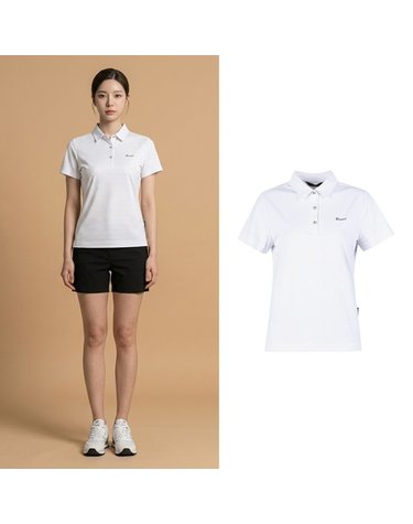 아날도바시니 여성 도트 카라 반팔 티셔츠 ABWTS62303