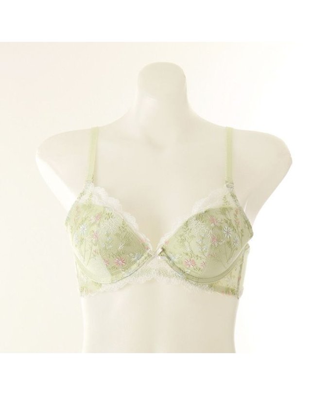 비너스 VENUS [갤러리아] 이월상품 여성스럽고 화사한 그린 가드닝 ABC컵 몰드 브래지어 VBR1806 착용컷