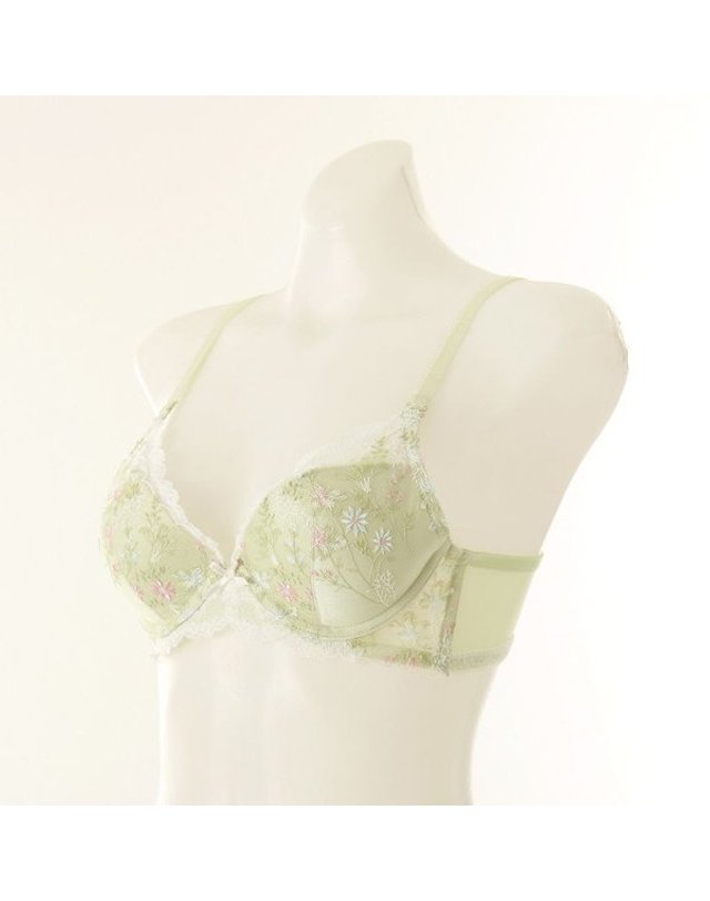 비너스 VENUS [갤러리아] 이월상품 여성스럽고 화사한 그린 가드닝 ABC컵 몰드 브래지어 VBR1806 착용컷