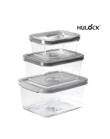 휴락 진공밀폐용기 뉴트럴그레이 사각 3종세트(1호+2호+3호)
