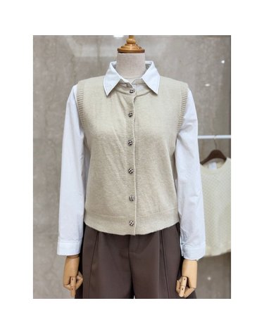 [갤러리아] [쿠바이투] 25겨울 체크단추니트조끼 T54KVE43AX