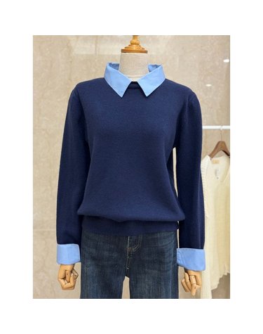 [갤러리아] 쿠바이투 25겨울 카라넥배색니트 T54KCN01AX