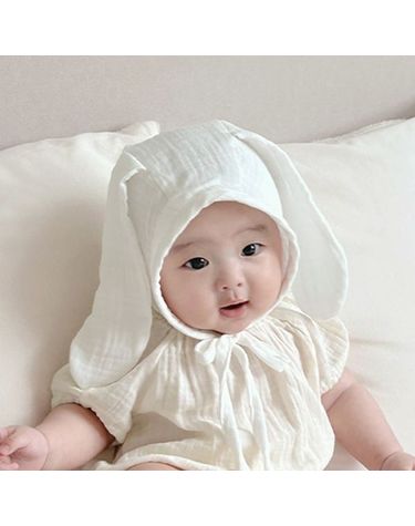 [보리보리]  바니거즈햇 아기토끼거즈햇 신생아귀달이비니모자 화이트
