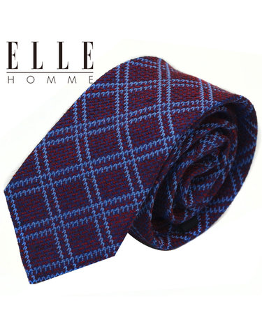 [ELLE HOMME] 엘르옴므 실크넥타이 - 위빙체크 와인 7cm