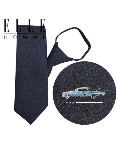 [ELLE HOMME] 엘르옴므 실크 지퍼/자동 넥타이-클래식카 네이비 7.5cm
