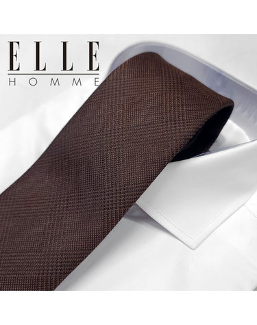 [ELLE HOMME] 엘르옴므 실크 자동/지퍼 넥타이 - 올드머니 브라운 8cm