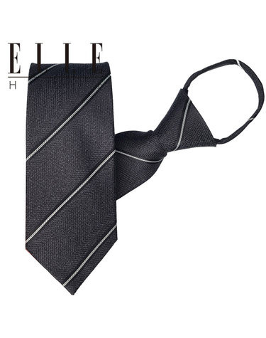 [ELLE HOMME] 엘르옴므 실크 자동/지퍼 넥타이 - 애비뉴 블랙 8cm
