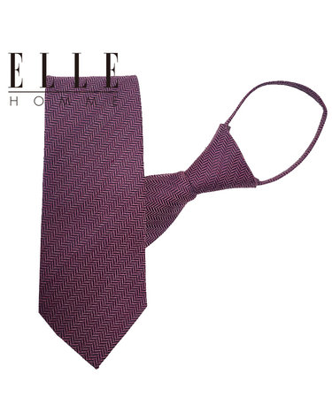 [ELLE HOMME] 엘르옴므 실크 지퍼/자동 넥타이-와이드헤링본 와인 8cm