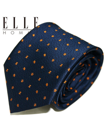 [ELLE HOMME] 엘르옴므 실크넥타이 - 체크메이트 네이비오렌지 8cm