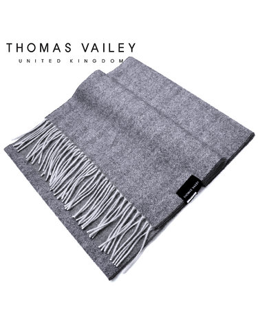 [THOMAS VAILEY]  캐시미어 100% 머플러 헤링본 그레이