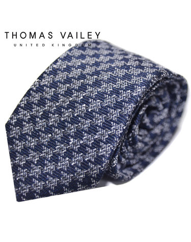 [THOMAS VAILEY] 토마스베일리 실크넥타이-하운드코튼 네이비 7.5cm