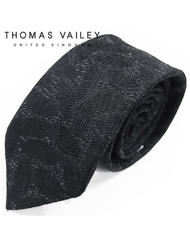 [THOMAS VAILEY] 토마스베일리 실크넥타이-말리꽃 블랙 7.5cm