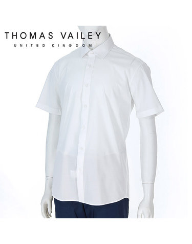 [THOMAS VAILEY] 토마스베일리 남성드레스셔츠-솔리드 반팔 화이트 SU376