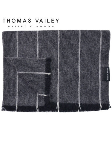 [THOMAS VAILEY] 캐시미어 블렌드 울머플러 초크 스트라이프 다크그레이