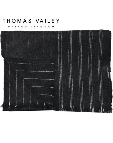 [THOMAS VAILEY] 캐시미어 블렌드 울머플러 리버서블 스트라이프 다크그레이