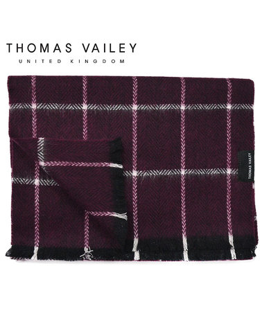 [THOMAS VAILEY] 캐시미어 블렌드 울머플러윈도우체크 와인