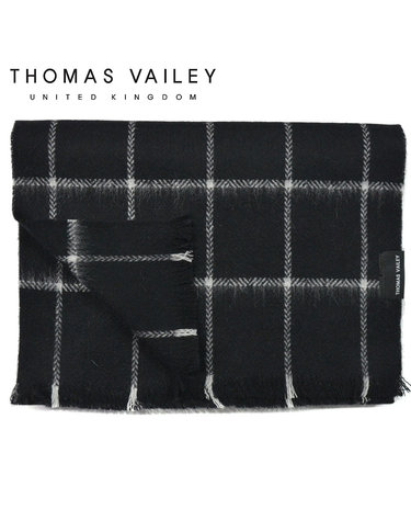 [THOMAS VAILEY] 캐시미어 블렌드 울머플러 윈도우체크 블랙