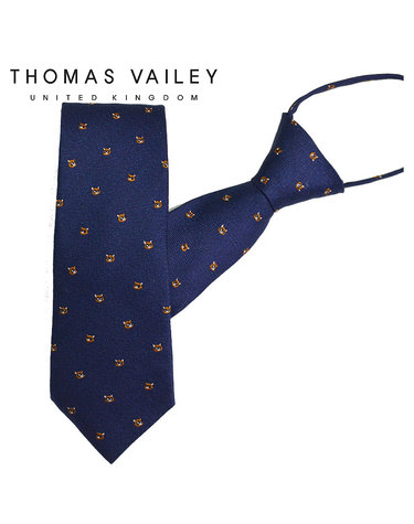 [THOMAS VAILEY] 토마스베일리 실크 지퍼/자동 넥타이-뱃져 네이비 7cm