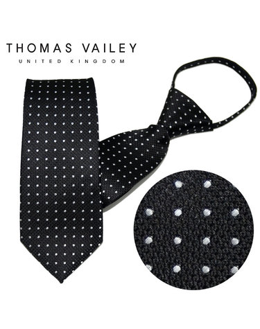[THOMAS VAILEY] 토마스베일리 자동/지퍼넥타이-스텔라 블랙 7cm