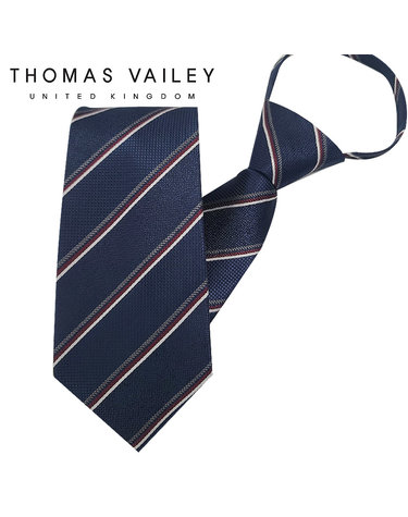 [THOMAS VAILEY] 토마스베일리 자동/지퍼넥타이-심플 네이비 7.5cm