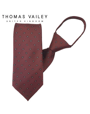 [THOMAS VAILEY] 토마스베일리 자동/지퍼넥타이-브릭페이즐리 다크오렌지 7.5cm