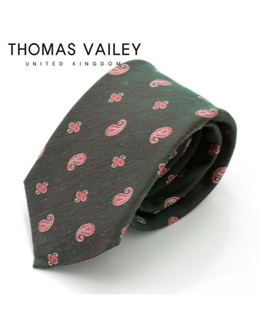 [THOMAS VAILEY] 토마스베일리 세미세븐폴더 실크넥타이 - 타이니페이즐리 그린