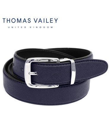 [THOMAS VAILEY] 토마스베일리 정장 비조 수동 소가죽 벨트 - 라운드 네이비