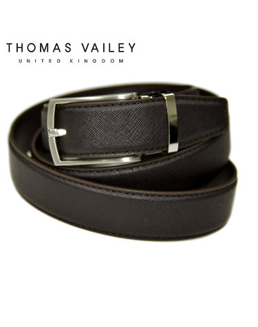 [THOMAS VAILEY] 토마스베일리 정장 비조 수동 소가죽 벨트 - 헤어라인 브라운