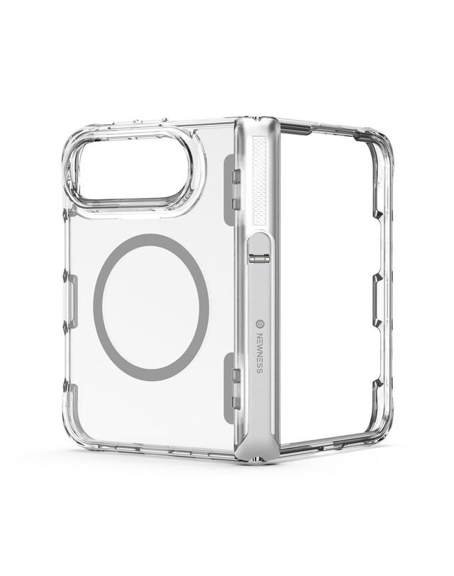 뉴니스 아이폰 듀오 케이스 맥세이프 힌지보호 투명 킥스탠드 케이스 iPhone Duocase 착용컷