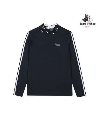 [블랙앤화이트] 여성 로고 자가드 니트 카라 티셔츠 6922LXIN_BLACK