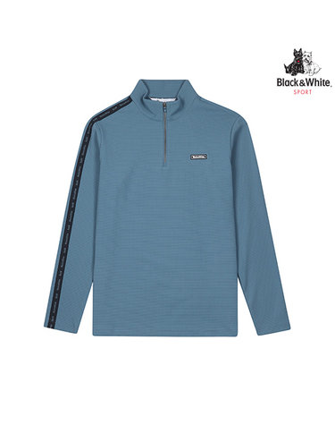 [블랙앤화이트] 남성 어깨 소매 배색 반집업 티셔츠 9112GXLP_SKY BLUE