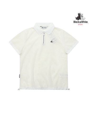 [블랙앤화이트] 여성 전체 메쉬 앞마이 지퍼 티셔츠 9113LZLP_WHITE