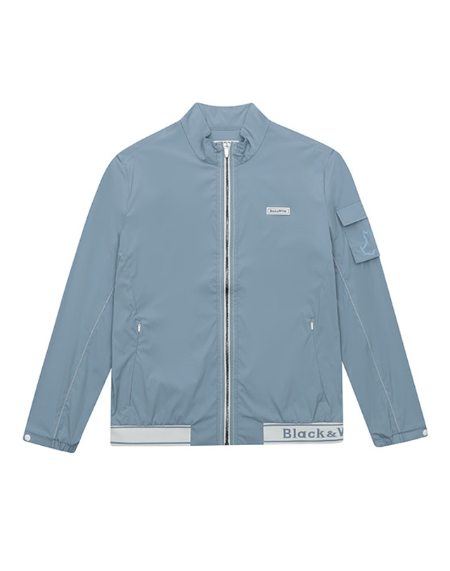 블랙앤화이트 [블랙앤화이트] 남성 홑겹 블루종 점퍼 1114GZGN_SKY BLUE 착용컷
