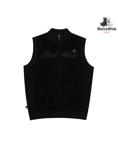 [블랙앤화이트] 여성 우븐 믹스 풀오픈 니트베스트 2104LXVR_BLACK