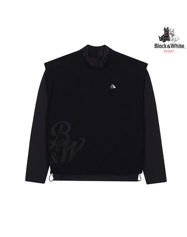 [블랙앤화이트] 여성 우븐 레이어드 하이넥 티셔츠 9224LXSP_BLACK