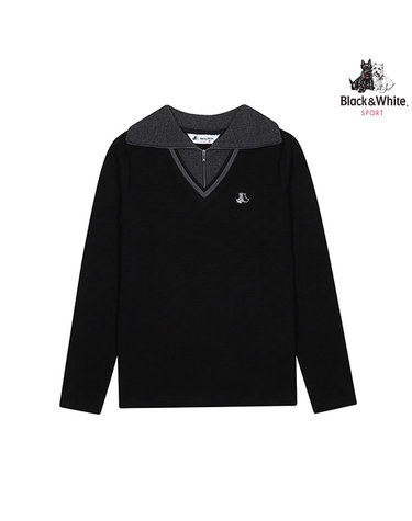 [블랙앤화이트] 여성 로고자가드 반집업 티셔츠 9004LXZP_BLACK