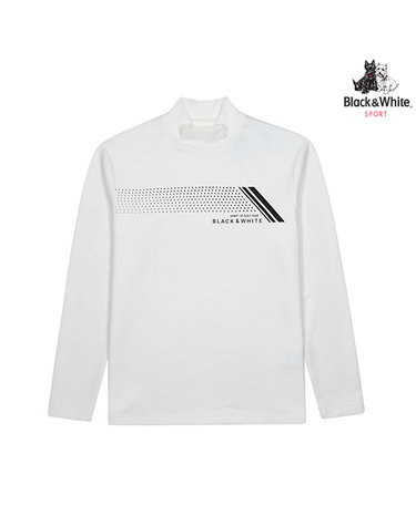[블랙앤화이트] 남성 베이직 하이넥 기모 티셔츠 9204GXSP_WHITE