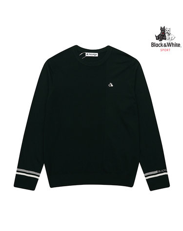 [블랙앤화이트] 남성 자가드 변형조직 라운드넥 스웨터 2404GZKR_GREEN