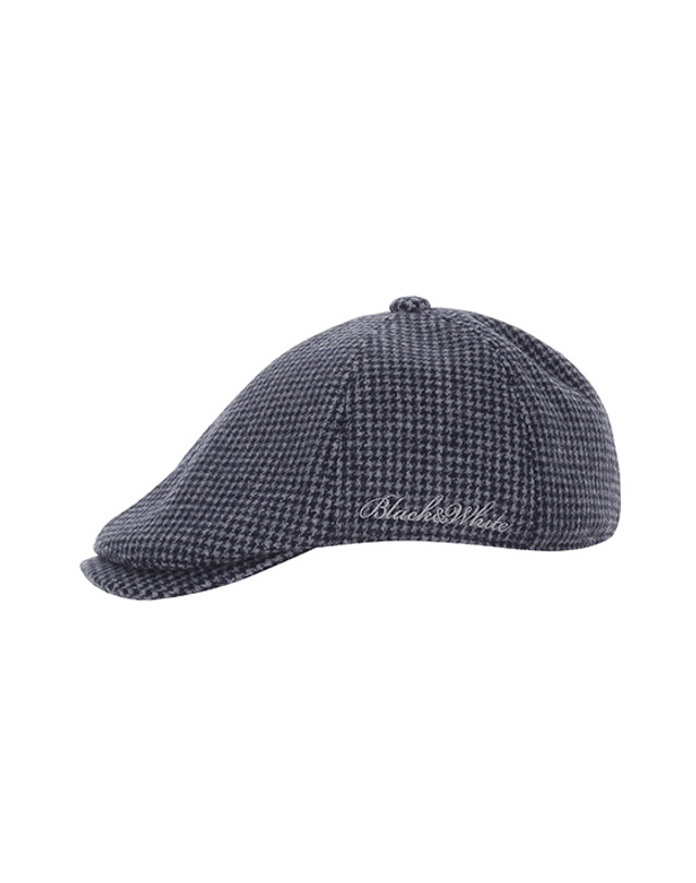 블랙앤화이트 [블랙앤화이트] 남성 체크 헌팅캡 8414GXAC_NAVY 착용컷