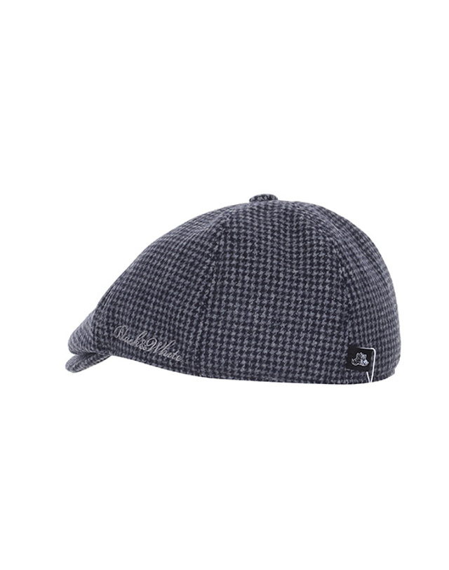 블랙앤화이트 [블랙앤화이트] 남성 체크 헌팅캡 8414GXAC_NAVY 착용컷