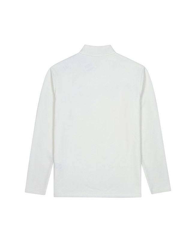 블랙앤화이트 [블랙앤화이트] 남성 베이직 하이넥 기모 티셔츠 9204GXSP_WHITE 착용컷