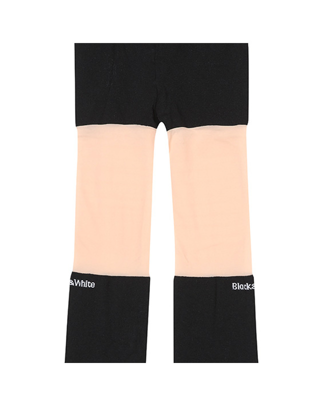 블랙앤화이트 [블랙앤화이트] 여성 페이크 니삭스 스타킹 6814LXNS_BLACK 착용컷
