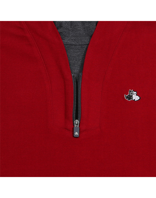 블랙앤화이트 [블랙앤화이트] 여성 레이어드 반집업 티셔츠 9234LXSA_WINE 착용컷