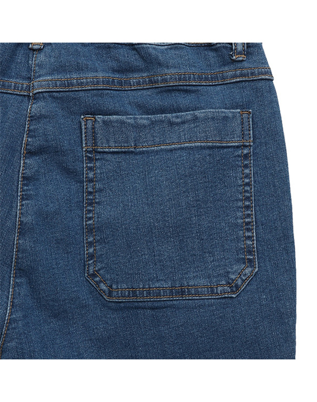 블랙앤화이트 [블랙앤화이트] 여성 여름 데님 세미 부츠핏 팬츠 5414LZWD_NAVY 착용컷
