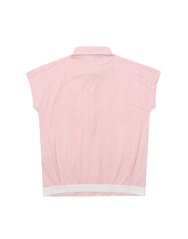 블랙앤화이트 [블랙앤화이트] 여성 스트라이프 오버핏 티셔츠 9644LZPP_CORAL 착용컷