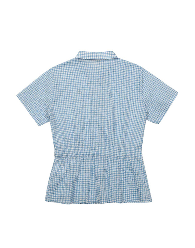 블랙앤화이트 [블랙앤화이트] 여성 드랍숄더 롱 블라우스 6104LZUC_BLUE 착용컷
