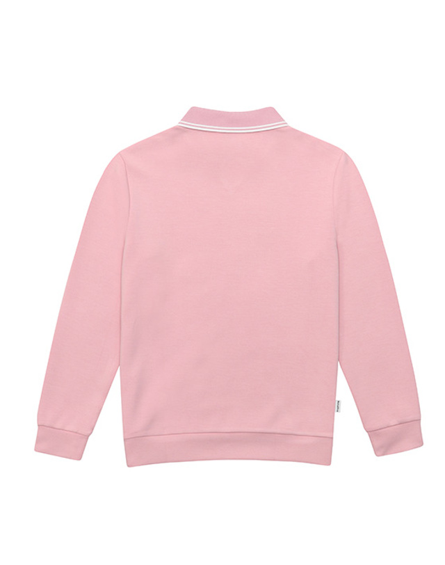 블랙앤화이트 [블랙앤화이트] 여성 테리어 원포인트 맨투맨 티셔츠 9014LZSR_PINK 착용컷