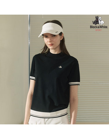 [블랙앤화이트] 여성 하이넥 반팔 니트 2715LZKR_BLACK