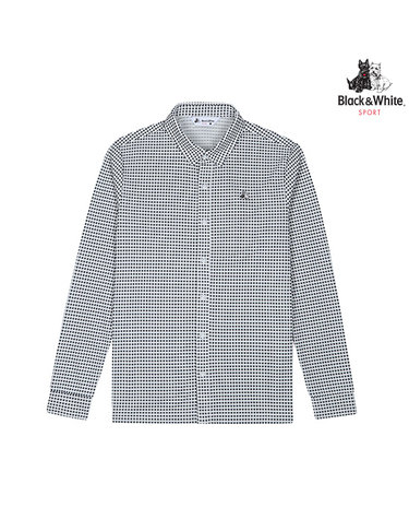 [블랙앤화이트] 남성 긴팔 셔츠형 티셔츠 9365GZSP_GREY